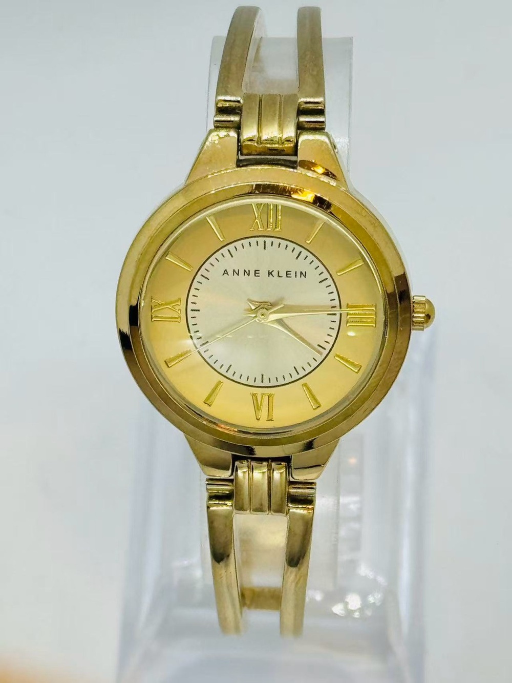 Anne Klein Women’s Gold Tone Quartz Watch Roman Numeral 28mm New Battery Runs